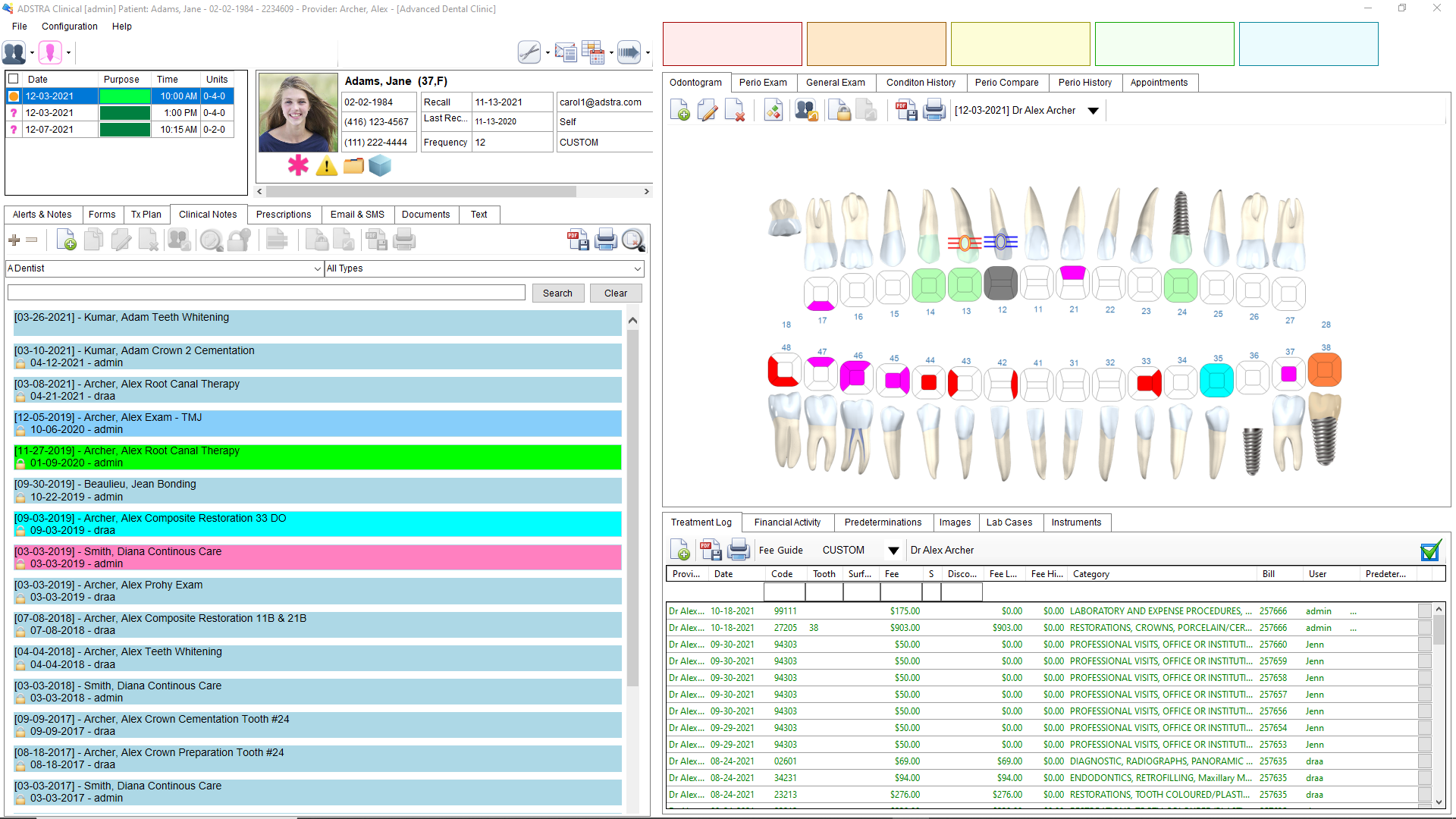 screenshot of ADSTRA Dental Software